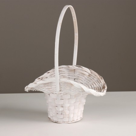 Wicker basket "Hat", D9x14/10xh30cm, White, Bamboo