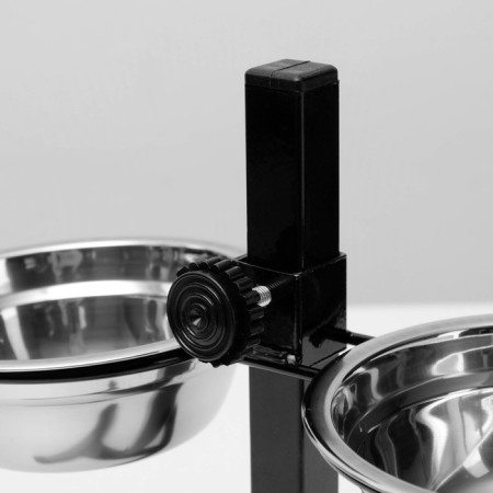 Stand with bowls, 2 x 350 ml, height 30 cm, collapsible, black-3