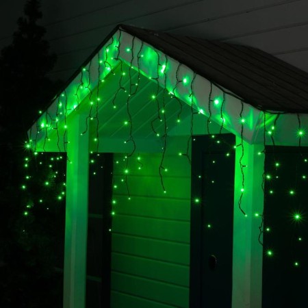 Garland "fringe" 3 × 0.6 m, IP44, UMS, dark thread, 160 LED, green glow, 220 V