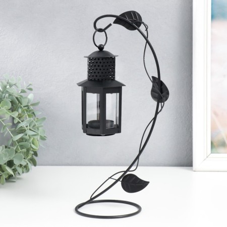 Summary metal, glass 1 candle "flashlight" suspended black 25.5x10x12 cm-1