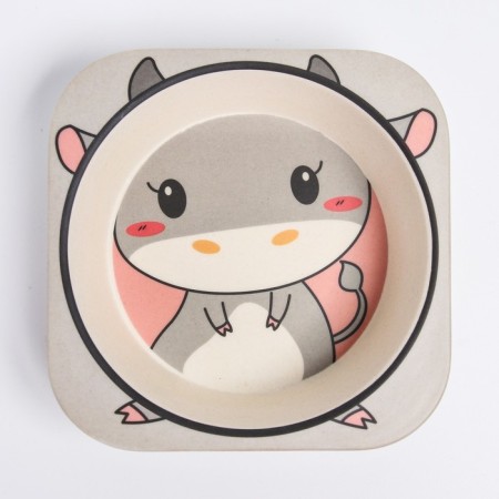 A set of children's bamboo dishes "Layer", plate, bowl, glass, devices, 5 items-5