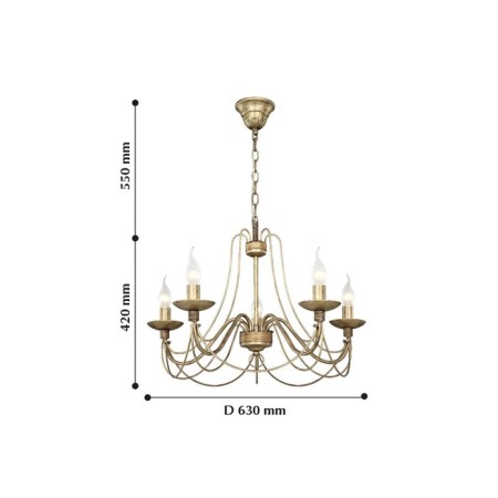 Chateau chandelier, 5x60W E14, brown color-2