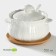 Porcelain sugar tower with a spoon on the bamboo stand Bellatenero "Tulip", 350 ml, white color