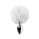 Anal plug Toyfa Metal, silver, with a white tail, 4.2 cm, d = 2.7 cm