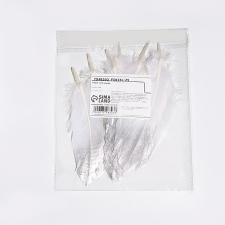 Feathers for decor, silver partial color, 13-15 cm 10 pcs-3