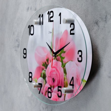 Wall clock, interior: flowers, "tenderness", silent, 24 x 34 cm-1