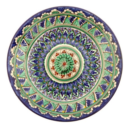 Plate of the Rishtan ceramics "Flowers", 22 cm, blue mix-7