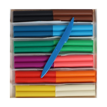 Soft plasticine (wax), 12 colors, 180 g, "fantasy", with a glass, mix-6