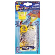 A set for weaving the Finger Loom bracelets, included: rubber bands, glow. In the dark, clips, yellow machine