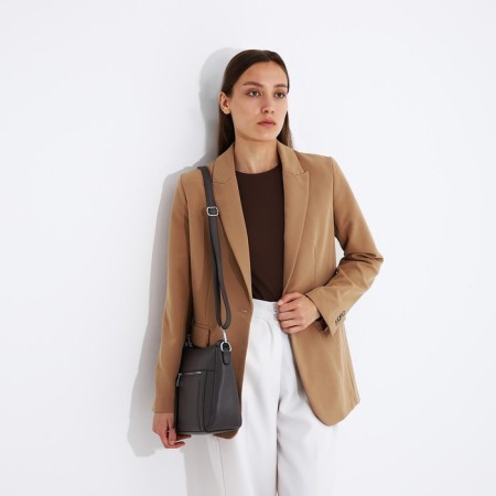 Cross-Bodi Bag with zipper, brown-gray color-7