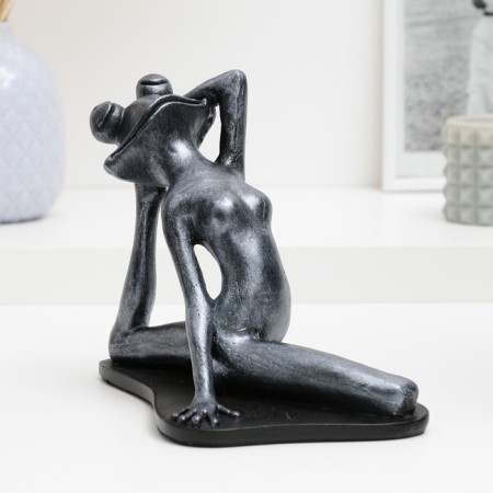 Figure "Frog Yoga on Twine" 16x21x11cm, silver-1