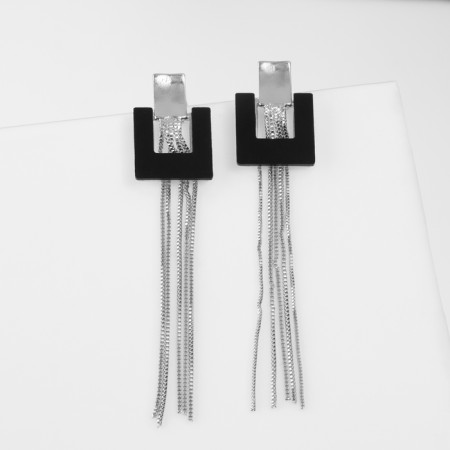 Earrings Metal "Modern" Geometry, Silver Color-1