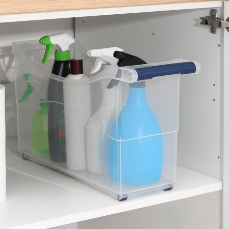 The storage container on the wheels Ricco, 10 l, 46.2 × 16.2 × 27.2 cm, with a pen, transparent-11