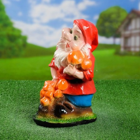 Garden figure "Gnome with mushrooms" Malaya 23x21x39 cm-3