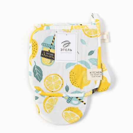 Set of kitchen. Ethel "Lemonada": mittens 20x28 cm, take 19x19 cm, 80% HL, 20% PE-4