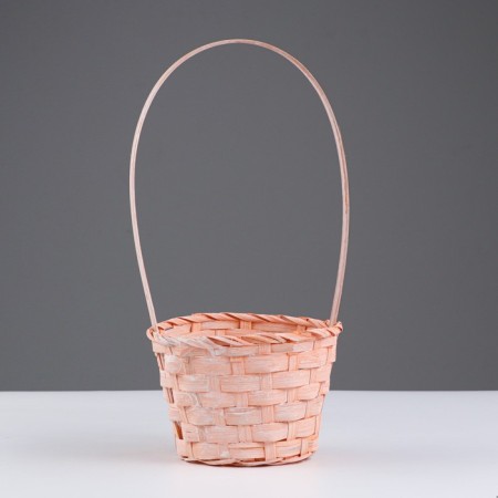 Wicker basket 13x9.5/28 cm, peach, bamboo