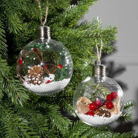 A set of Christmas tree balls “Fine spruce and berries” 2 pcs., Batteries, 5 LED, glow warm white-1