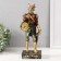 Polystone souvenir with clock "Golden Dragon in Kamisole, with a sword" 12x9x32 cm