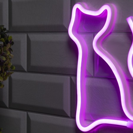 Neon sign "Cat" 16 × 23 cm, AAX3 batteries (not complete), USB, glow pink-2
