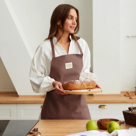 Apron Ethel "Kitchen" 60x70 cm, brown color, 100% cotton, sarzha 220 g/m2