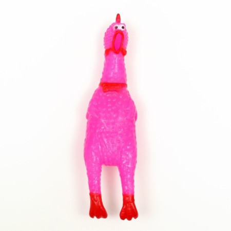 Toy squeak "thoughtful chicken" small for dogs, 16.5 cm, bright pink-1