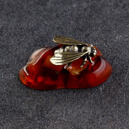 Souvenir "Fly", brass, amber, 2x3x1.5 cm-3