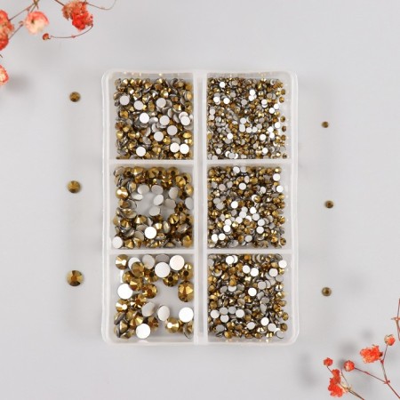Decor for creativity Glass "Rhinestones. Gold" d = 2-4.8 mm nr 1188 pcs 6x8x1.5 cm-1