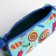 Cosmetic bag with zipper, turquoise color/multi -colored