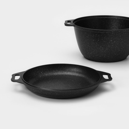 Cauldron with a lid-chicken, 4 liters, alloy handles, anti-stick coating, black color-2