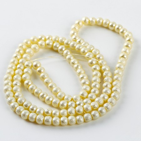 Glass beads, set 140 pcs., Size 1 pc. - 6 mm, color white gold-2