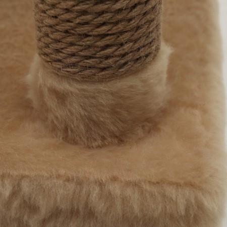 House for cats with two shelves, oval entrance, jute, 37 x 37 x 111 cm, beige-5