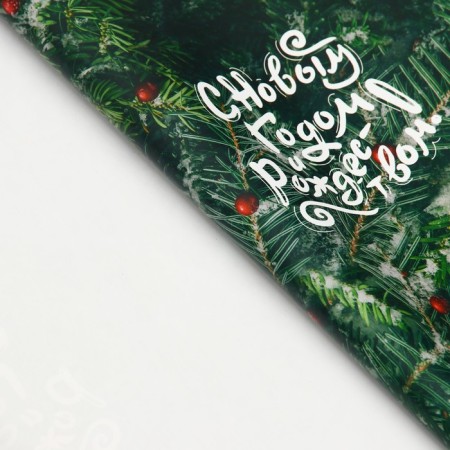Glossy packaging paper "spruce branches", 50 x 70 cm-2