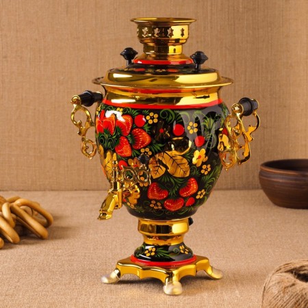 Samovar "Khokhloma", Stocky, 3 l, electric