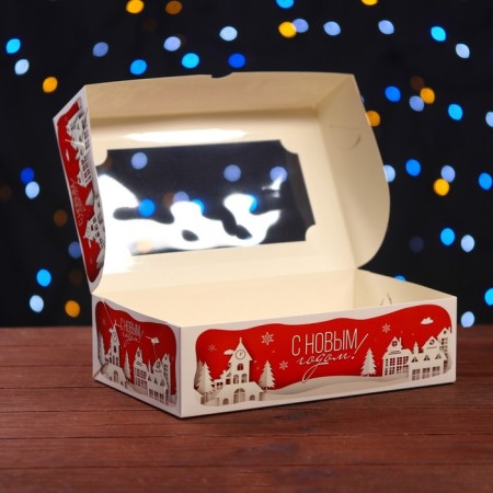 Folding box with a window for marshmallows "House of Santa Claus", 25 x 15 x 7 cm-3