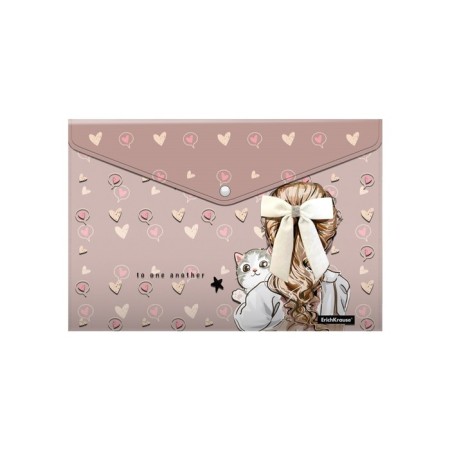 A4 button folder-convert, 160 μm, Erichkrause Lovely Friends, holds up to 120 sheets, glossy, with print
