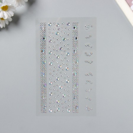 Stick plastic rhinestones "Square road" silver 22.5x11.5 cm-1