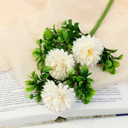 Artificial flowers "Pion Green Halo" D-6 cm 36 cm, white