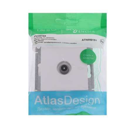 Television socket SE AtlasDesign 1DB, terminal, mechanism, white, Atn000191-1