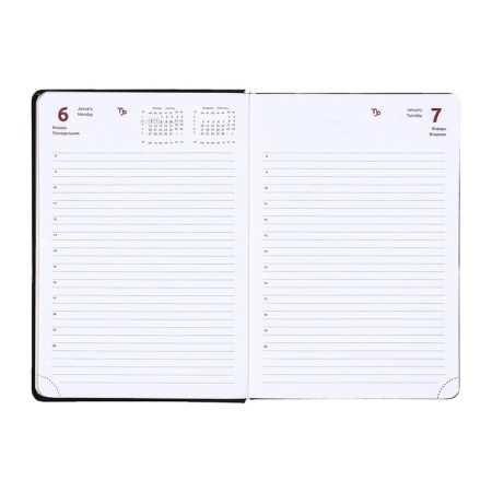 Dated diary 2025, Devente. Flag, A5 168 sheets, Devente. Duo, a hard cover to leatherette with foam rubber, silkography, perforation, liesse, block 70 g/m2-10