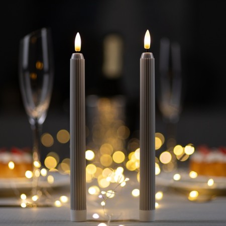 LED candle wax "gray", 2x25 cm, AAX2 (not in set.), Set 2 pcs, t/white