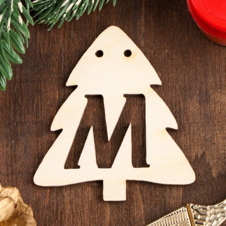 Wooden garland "Happy New Year", 11pcs, 63 x 70mm-1