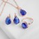 Set 3 objects: earrings, pendant, ring dimensionless "Edel" drop, blue color in gold, 45 cm