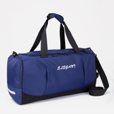 Road bag with a zipper, shoes, external pocket, long belt, blue color