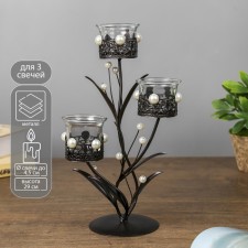 Summary metal, glass for 3 candles 