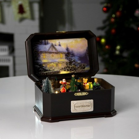 LED figure "Santa Claus by train" 31.5 × 18 × 18 cm, polystone, AAX3 batteries (not in the kit), USB, glow warm white