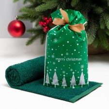 Terry towel economy and I am Merry Cristmas 30*60 cm, col. Green, 100% HL, 340 g/m2