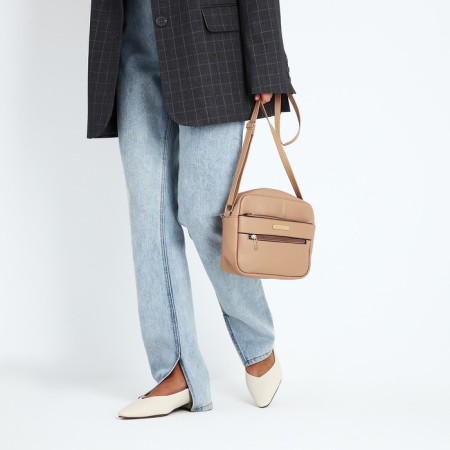 Cross-Bodi Bag on a zipper, beige color-6