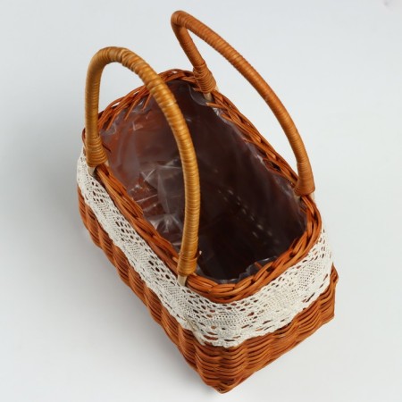 Wicker basket, 20 x 11 x 16/29 cm, with edging, rattan-3