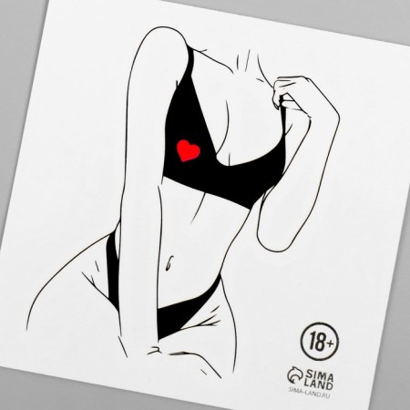 Tattoo on the body black-red "female body" 6x6 cm-2