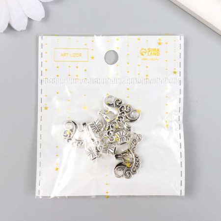Bale with a suspension metal for creativity "Unicorn Head" silver 3.6 cm-3